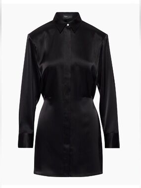 NWT Aritzia Ten by Babaton ‘Sleuth’ Long Sleeve Satin Shirt Dress Shoulder Pad S